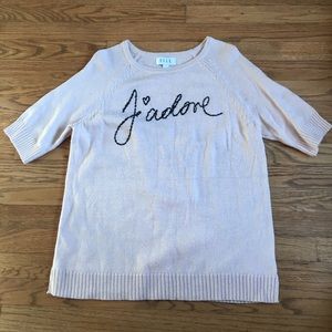 Blush Pink “J’adore” Short Sleeve Sweater